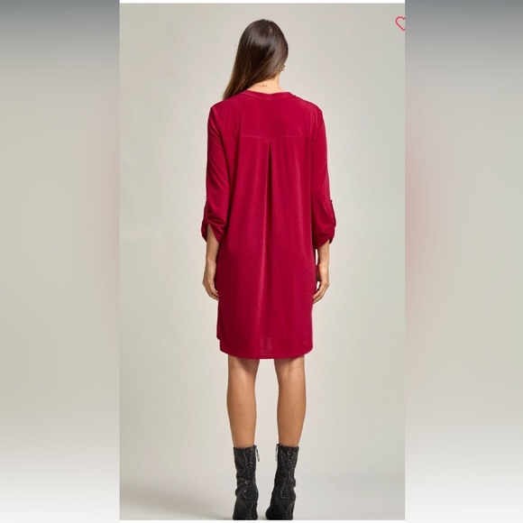 Elegant Red V-Neck Dress - Picture 2 of 2